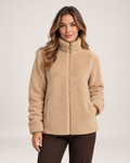 Women's Fleece Jacket – Borg Fleece Zip Up Jacket beige front view