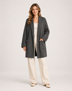 Women's Longline Knitted Cardigan dark grey front view