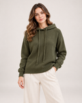 Women's Oversized Knitted Hoodie green front view