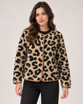 Women’s brown leopard print jacket front view