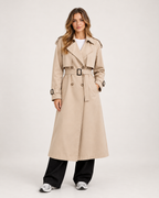 Women's Trench Coat – Long Belted Trench Coat front view