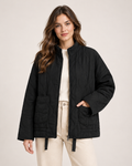 Women's Black Quilted Jacket – Lightweight Zip-Up Style front view