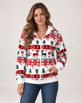 Women's Christmas Cardigan with Hood and Zip Front white front view