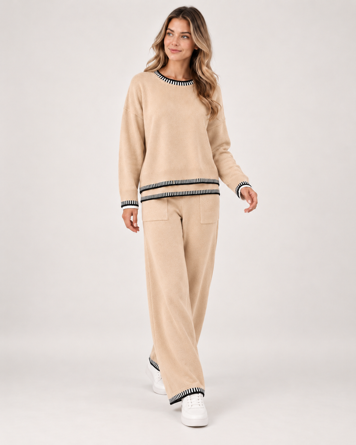 Women's Co-Ord Set with Jumper and Wide Leg Trousers product view