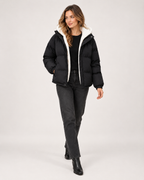 Women's Hooded Puffer Jacket with Teddy Fleece Lining product view