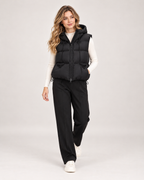Women's Hooded Gilet with Padded Design and Drawstring Hem product view