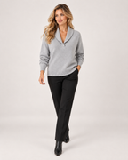 Women's V Neck Jumper with Shawl Collar product view