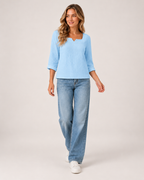 Women's Square Neck Crinkled Top product view