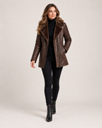 Women's Faux Leather Jacket with Faux Fur Collar product view