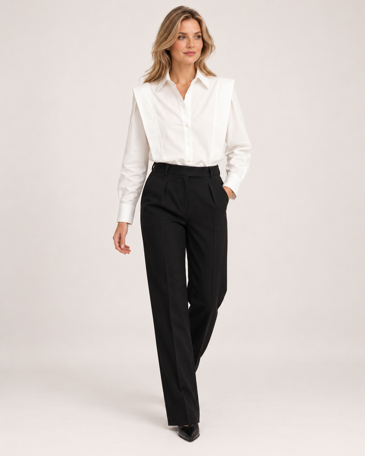 Women's Classic White Button Blouse for Business Casual product view