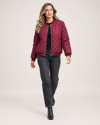 Women's Quilted Jacket with Stand Collar walking view