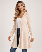 Women's Longline Cardigan with Open Front three quarter view