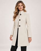 Women's Mid Length Coat with Collarless Neck product view