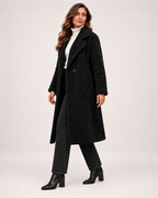 Women's Borg Coat with Long Shape and Lapel Collar product view