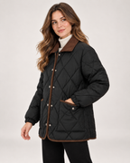 Women's Quilted Jacket with Contrast Collar product view