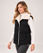 Women's Padded Gilet with Faux Fur Collar product view