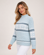 Women's Christmas Jumper with Fair Isle Pattern and Roll Neck three quarter view