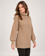 Women's Roll Neck Jumper with Relaxed Longline Fit product view