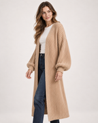 Women's Long Cardigan with Balloon Sleeves product view