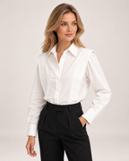 Women's Classic White Button Blouse for Business Casual product view