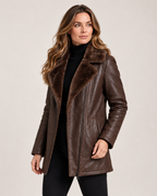 Women's Faux Leather Jacket with Faux Fur Collar product view