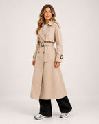 Women's Trench Coat – Long Belted Trench Coat product view