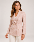 Women's Tweed Blazer Double Breasted Tailored Jacket product view