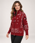 Women's Knitted Cardigan with Zip Front and High Neck product view