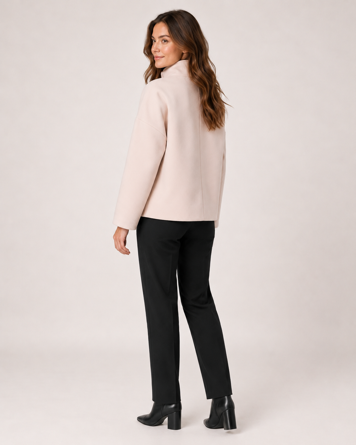 Women's Funnel Neck Coat with Double-Breasted Front product view