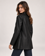 Women's Faux Leather Blazer with Oversized Fit product view