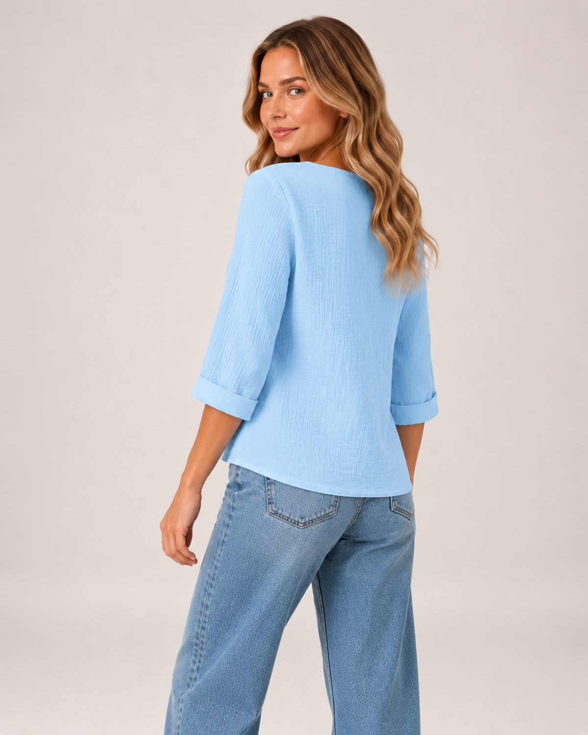 Women's Square Neck Crinkled Top product view