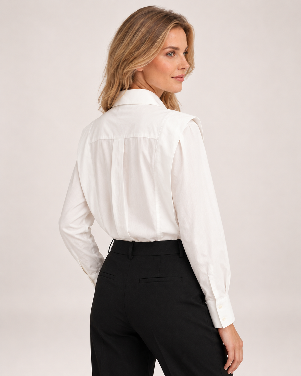 Women's Classic White Button Blouse for Business Casual product view