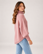 Women's Cable Knit Jumper Chunky Roll Neck Style product view
