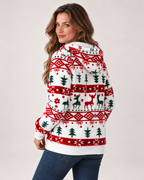 Women's Christmas Cardigan with Hood and Zip Front product view
