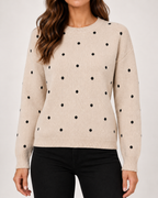 Women's beige polka dot sweater product detail
