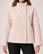 Women's Funnel Neck Coat with Double-Breasted Front product view