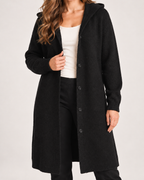 Women's Longline Cardigan with Hood and Button Front product view