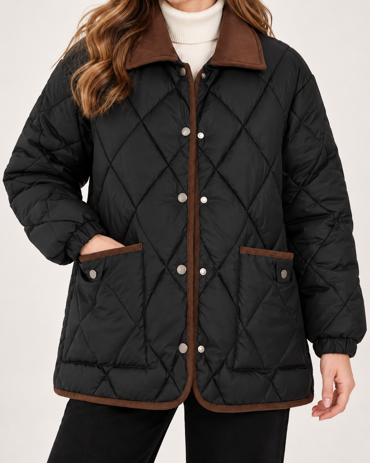 Women's Quilted Jacket with Contrast Collar product view
