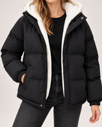 Women's Hooded Puffer Jacket with Teddy Fleece Lining product view