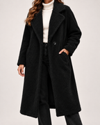 Women's Borg Coat with Long Shape and Lapel Collar product view