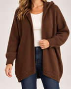 Women's Hooded Cardigan with Knitted Finish product view