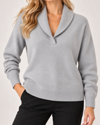 Women's V Neck Jumper with Shawl Collar product view