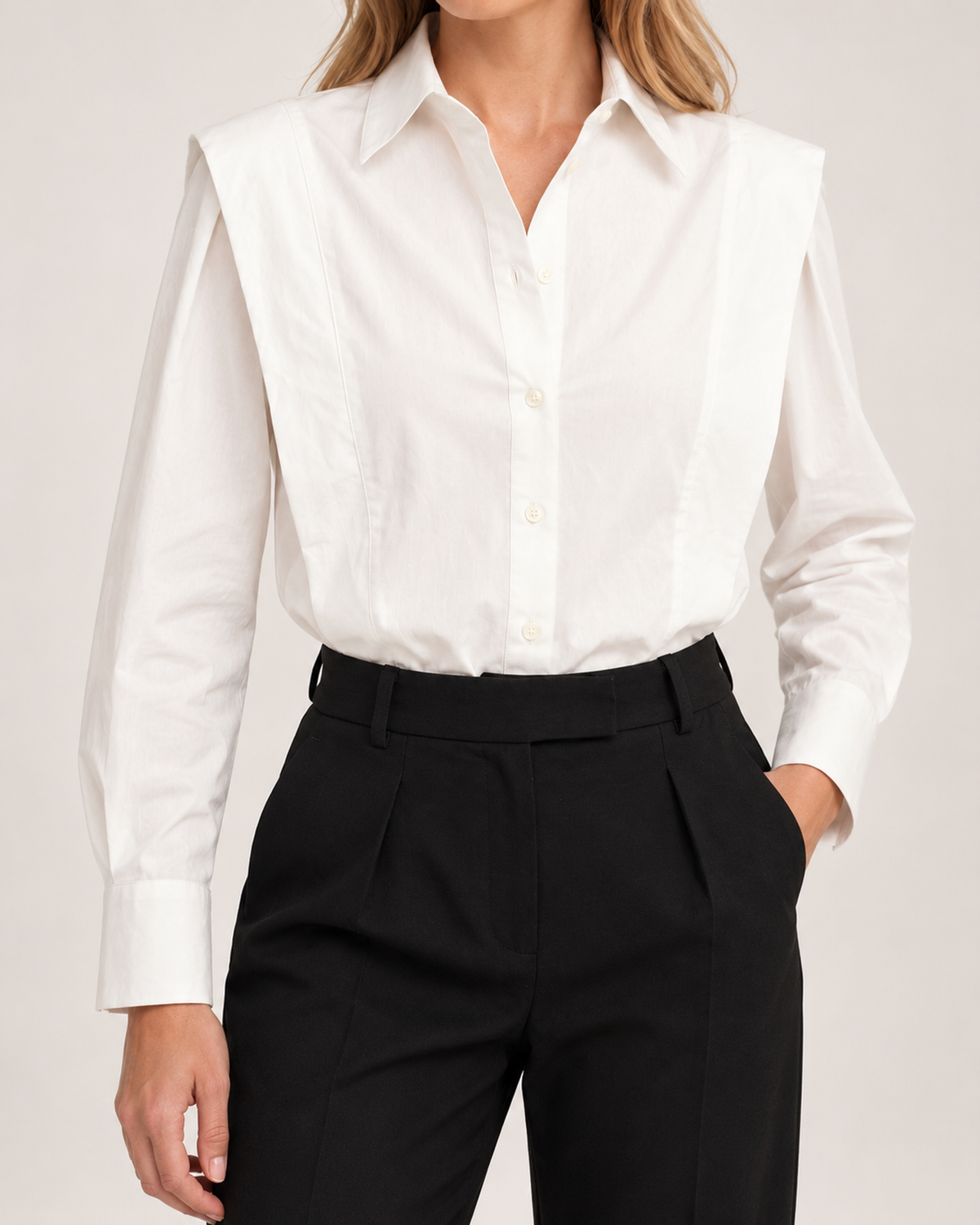 Women's Classic White Button Blouse for Business Casual product view