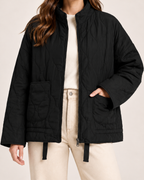 Women's Black Quilted Jacket – Lightweight Zip-Up Style product view
