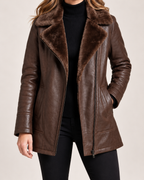 Women's Faux Leather Jacket with Faux Fur Collar product view