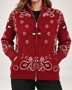 Women's Knitted Cardigan with Zip Front and High Neck product view