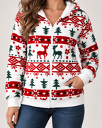Women's Christmas Cardigan with Hood and Zip Front product view